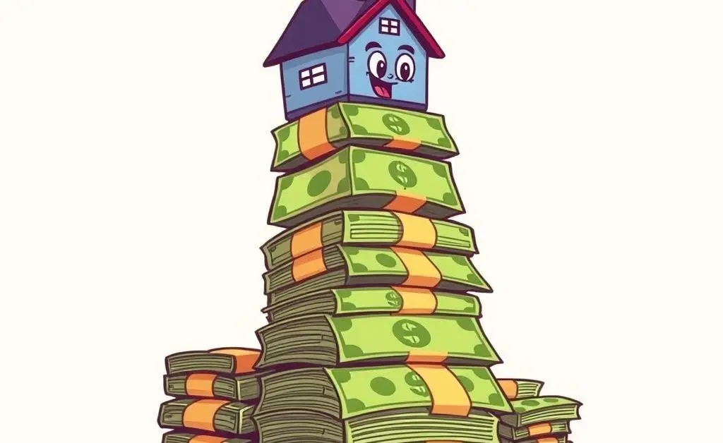 Dollar bills stacking up as mortgage payments are made.
