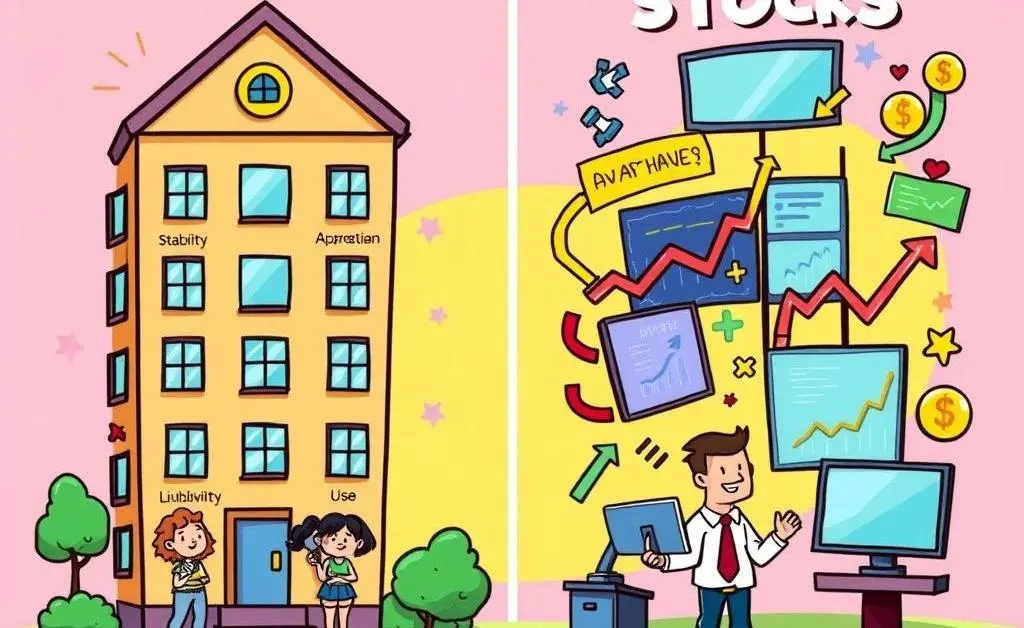 Pros and cons chart for apartment and stocks