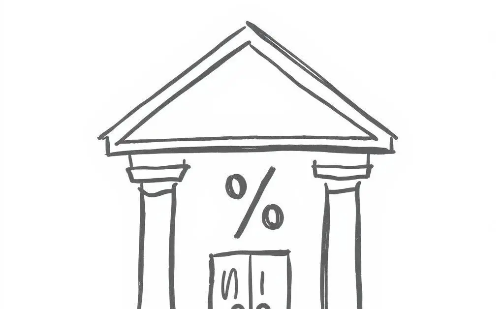 Bank building with percentage symbol