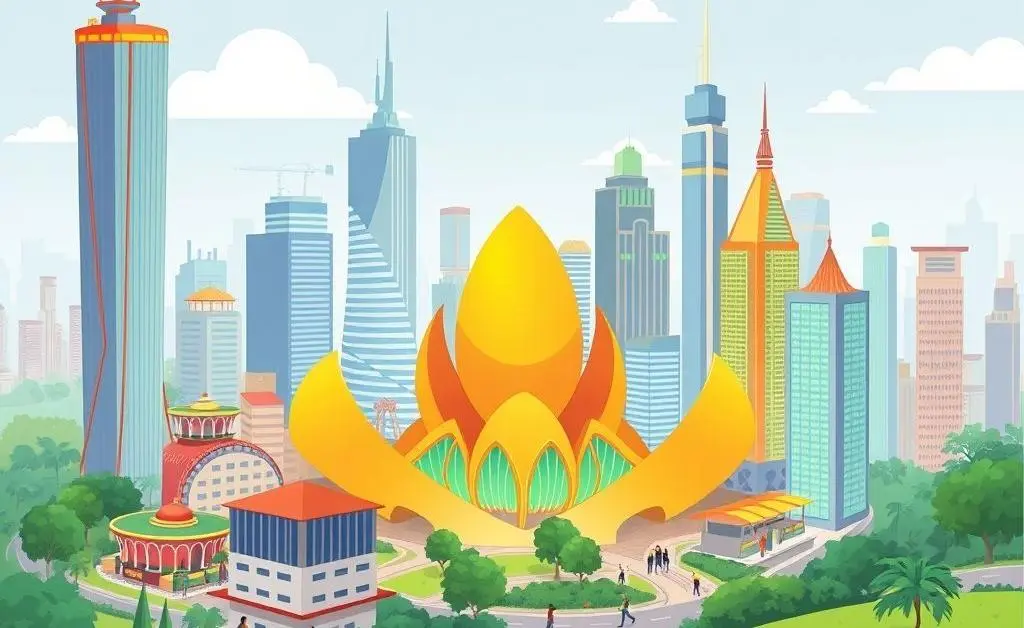 Illustration of a thriving Indian technology hub