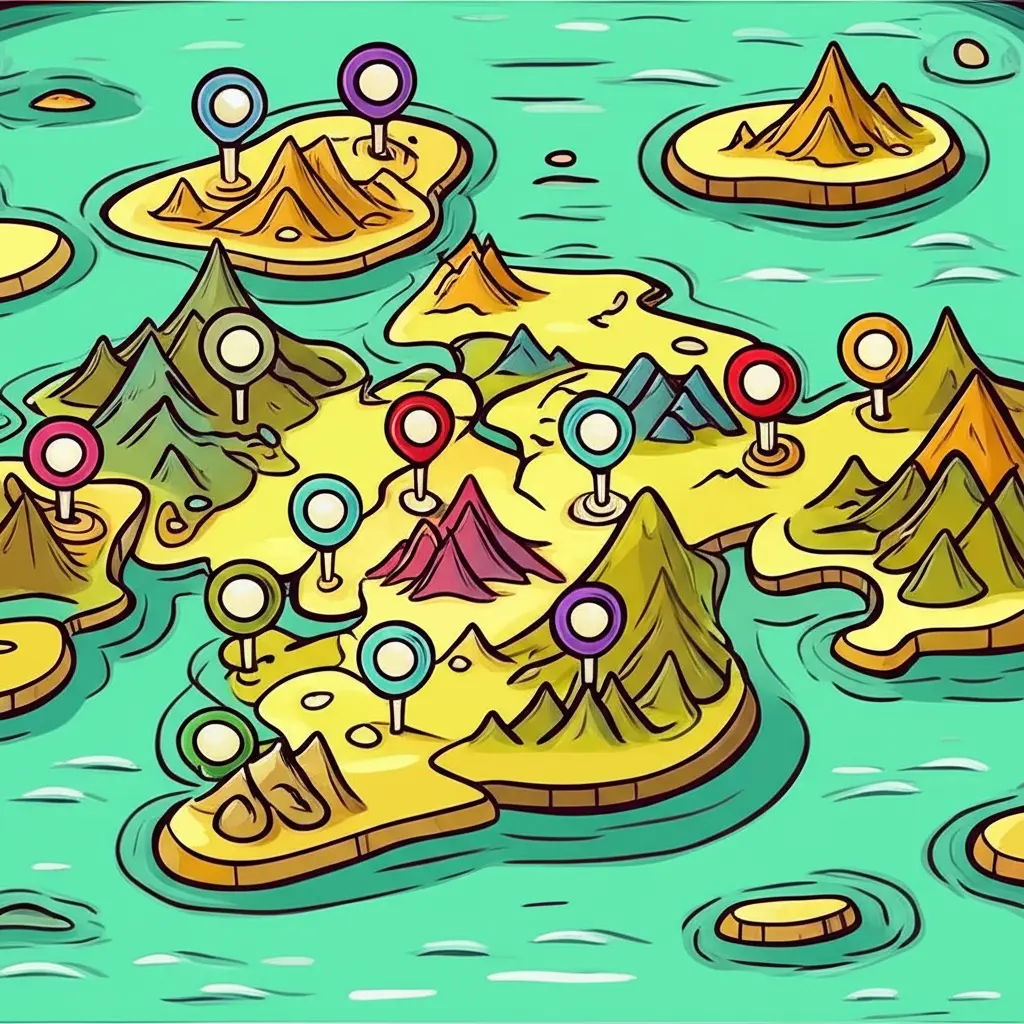 Illustration of a map with property investment pins