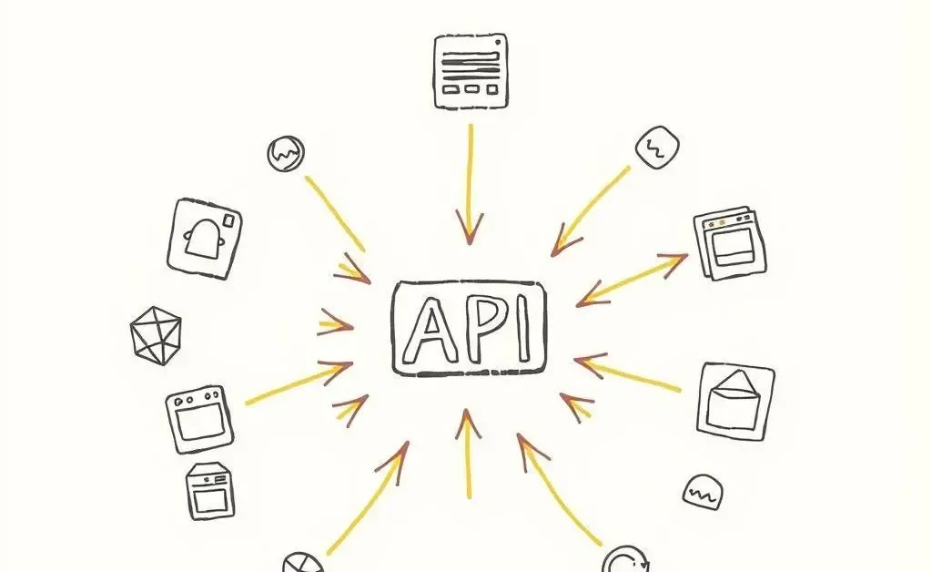 Illustration of API architecture showing data flow