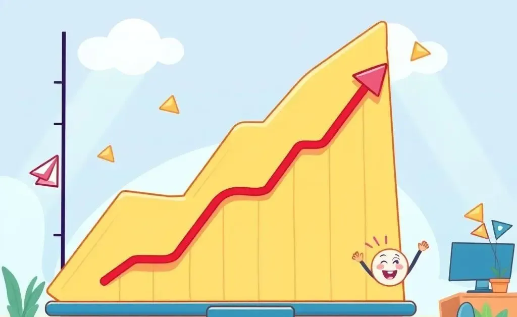 A cartoon graph illustrating debt reduction over time.