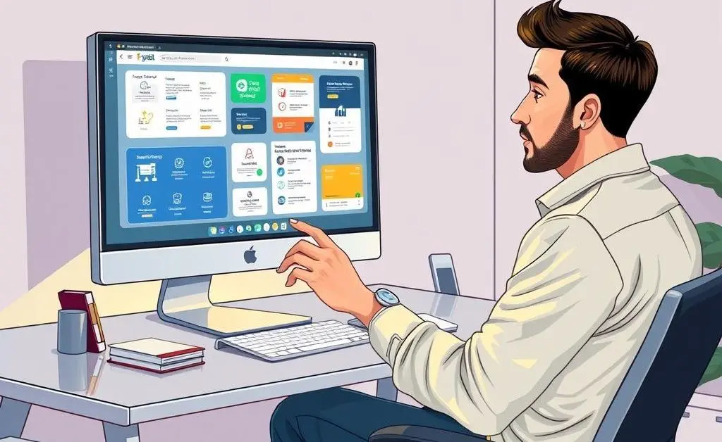 Person comparing online legal platforms