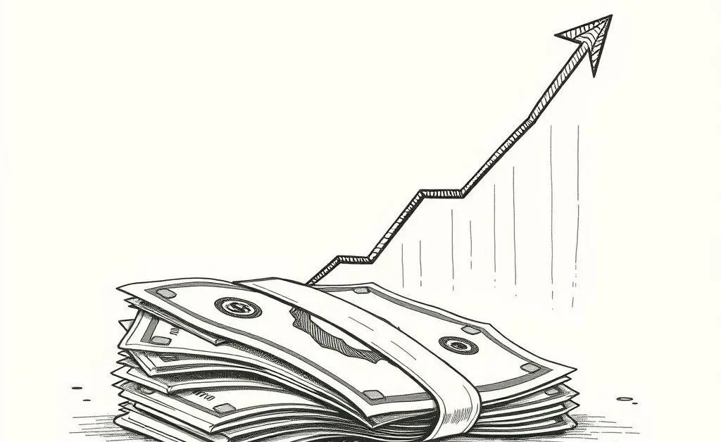 Illustration of money and growth chart