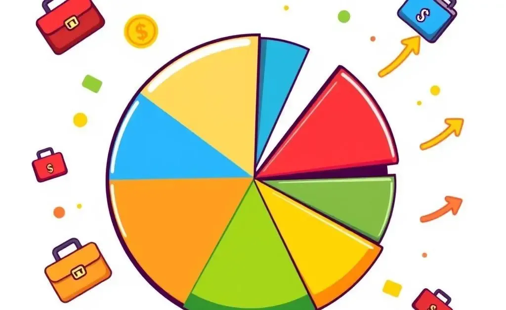 A cartoon-style pie chart illustrating the concept of portfolio diversification.