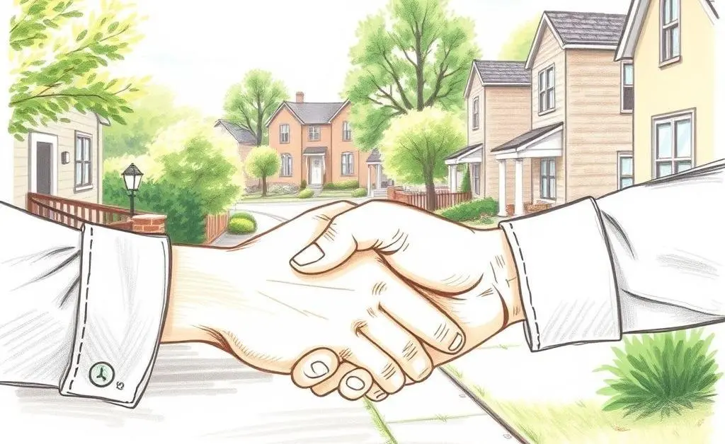 Neighbors shaking hands