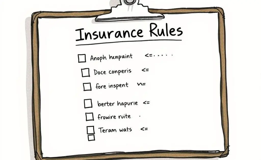 A hand-drawn image of a checklist on a clipboard with the title 'Insurance Rules'
