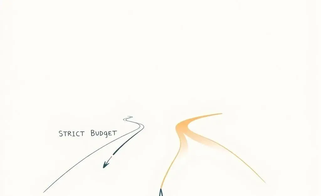 Two paths: 'Strict Budget' and 'Flexible Spending'.