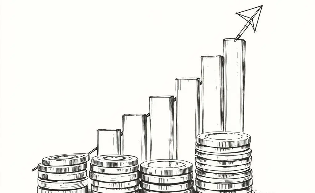 Growing bar graph with coins