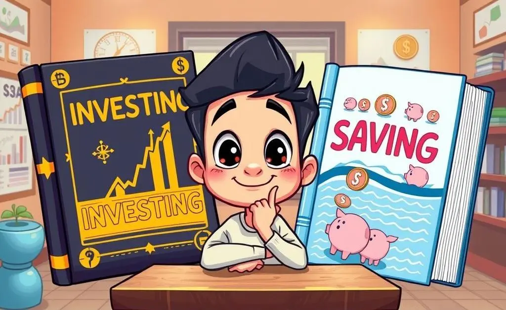 Person deciding between investing and saving