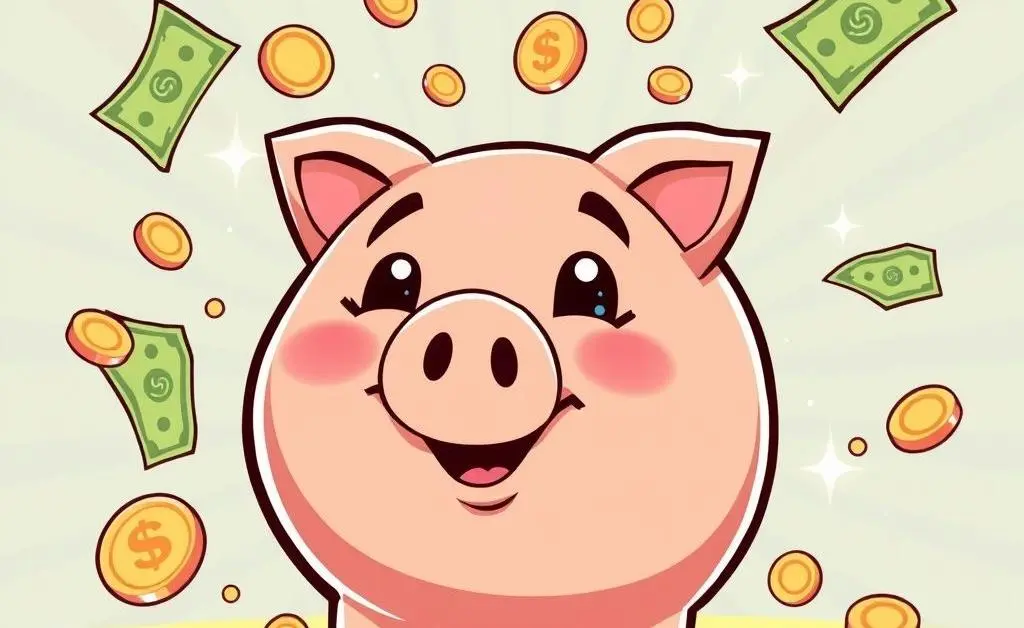 Piggy bank with money.