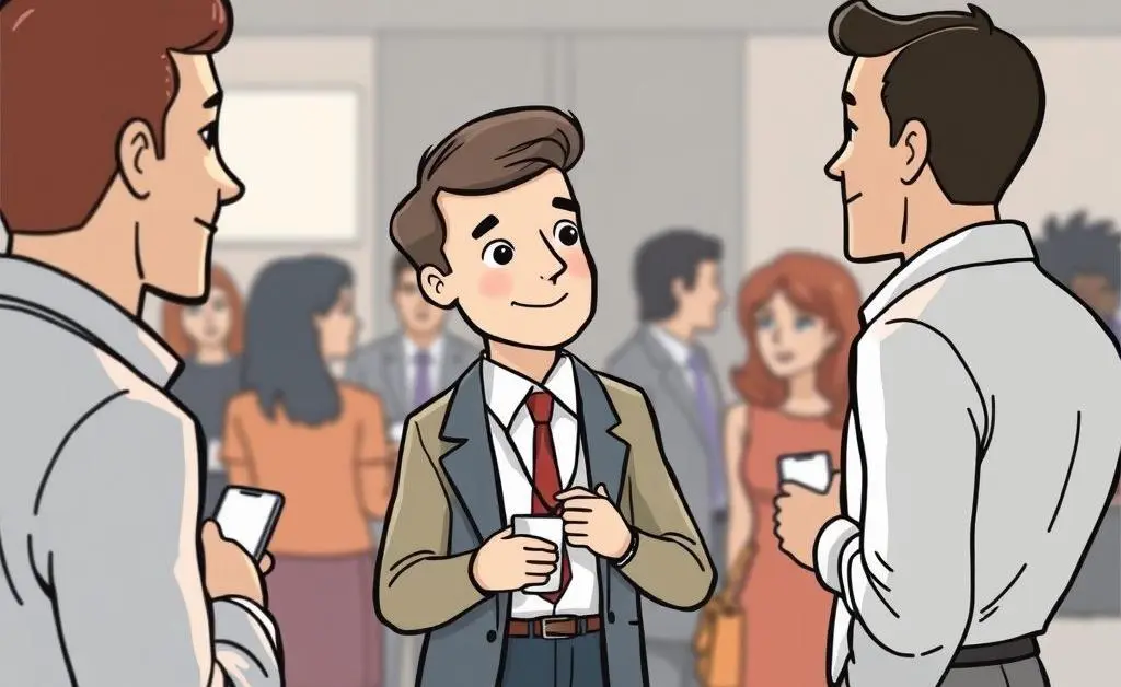 Illustration of a person networking at a professional event