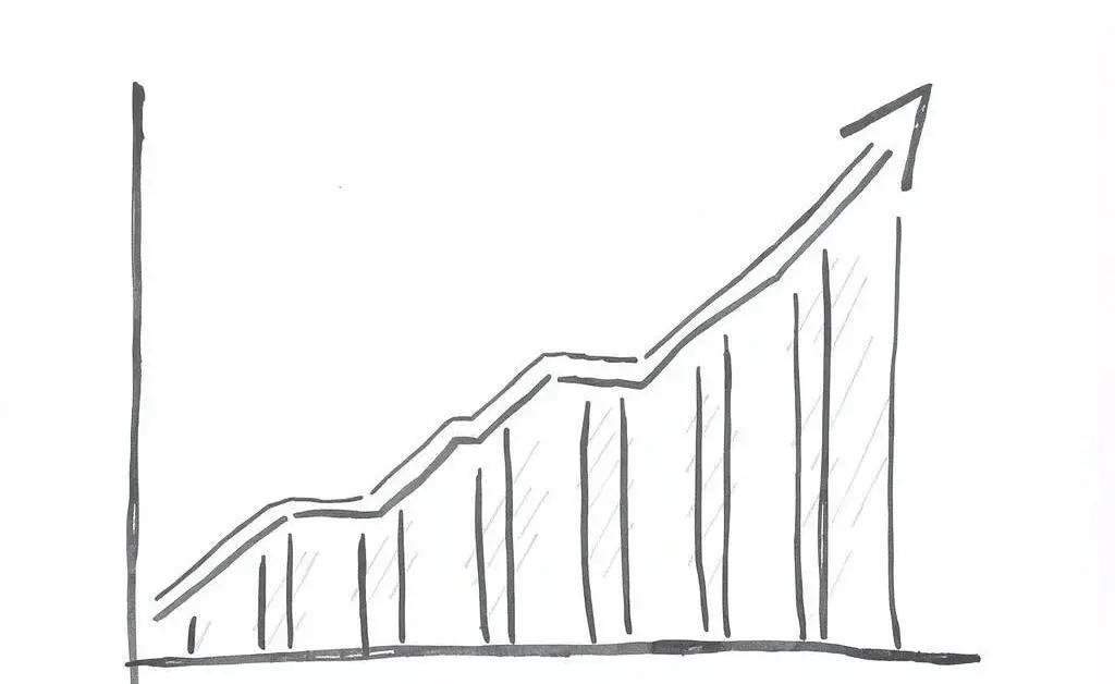 A hand-drawn graph with rising trends, symbolizing financial growth and planning success.