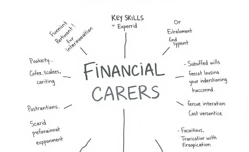 A hand-drawn chart showing key skills and expertise needed in financial careers.