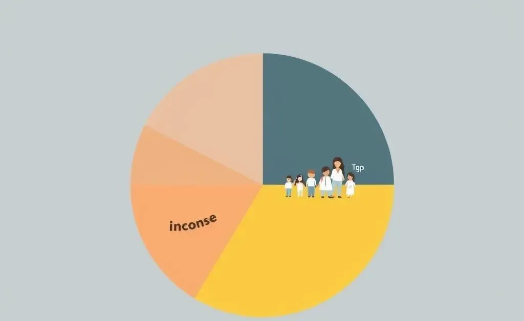 Pie chart of income, savings, and expenses