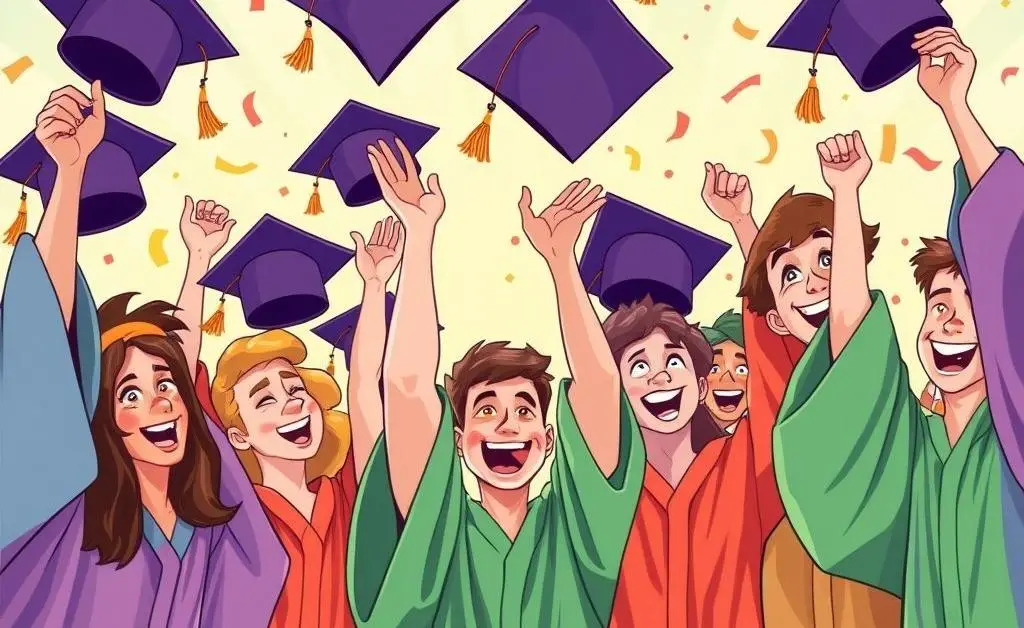 A diverse group of graduates celebrating