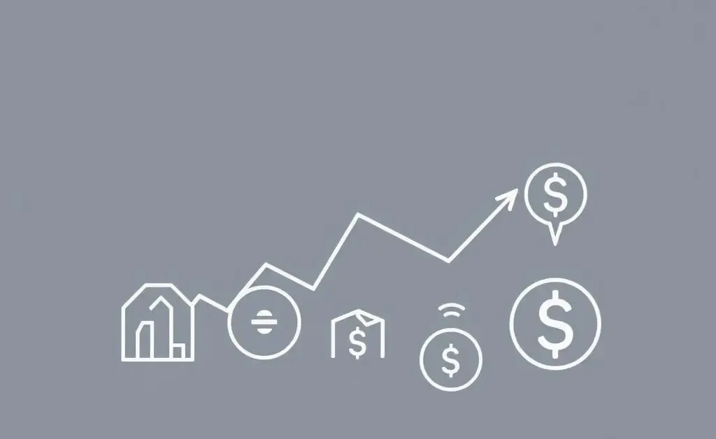 Icons of financial markets, like graphs and currencies