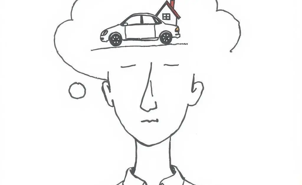 Person thinking about a car and house