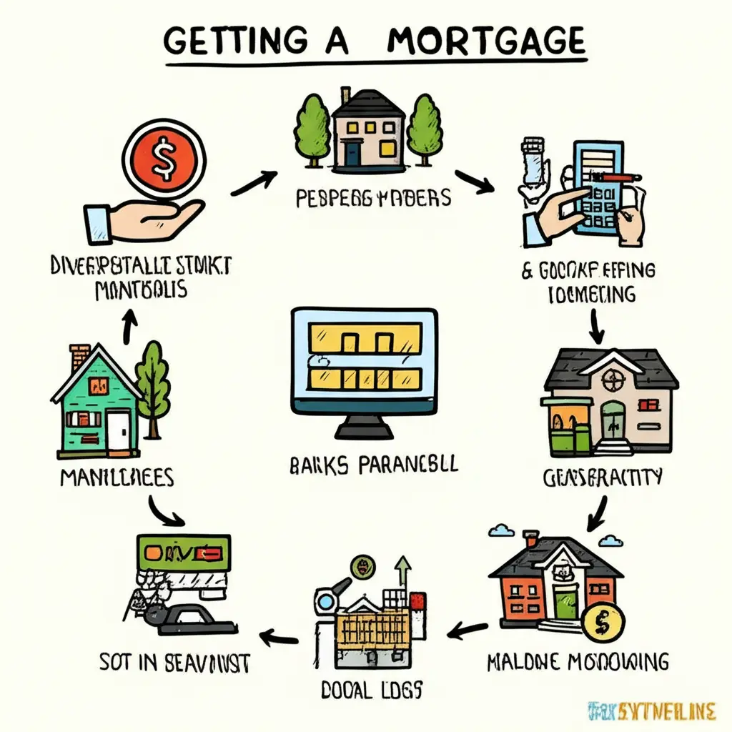 Infographic showing the steps of getting a mortgage