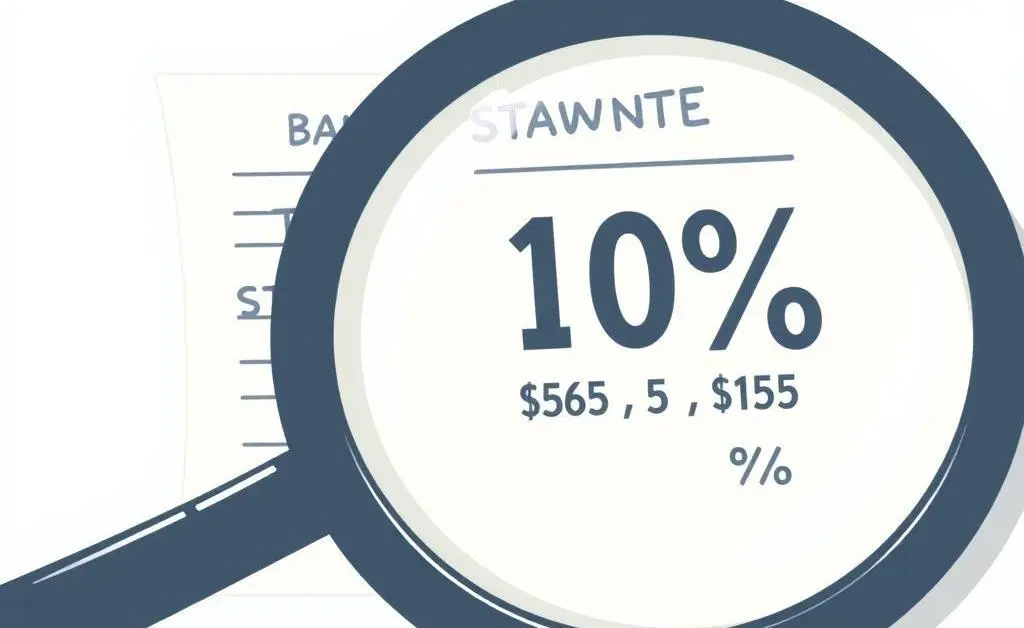 Magnifying glass examining bank statement