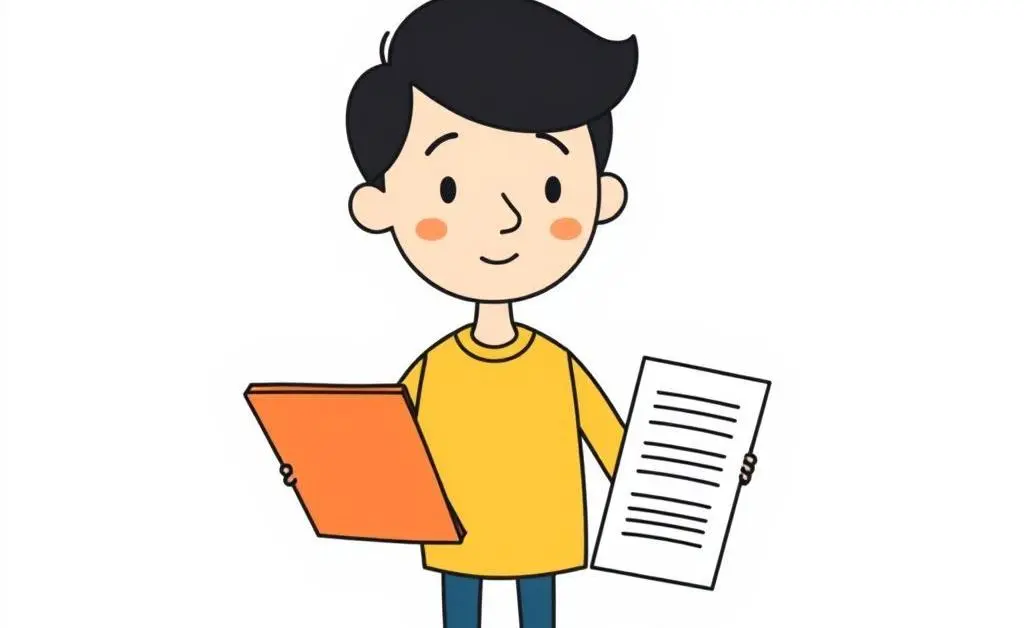 Cartoon of a person with a checklist for managing comments in an online community.