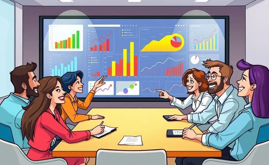Cartoon of a discussion about data graphs
