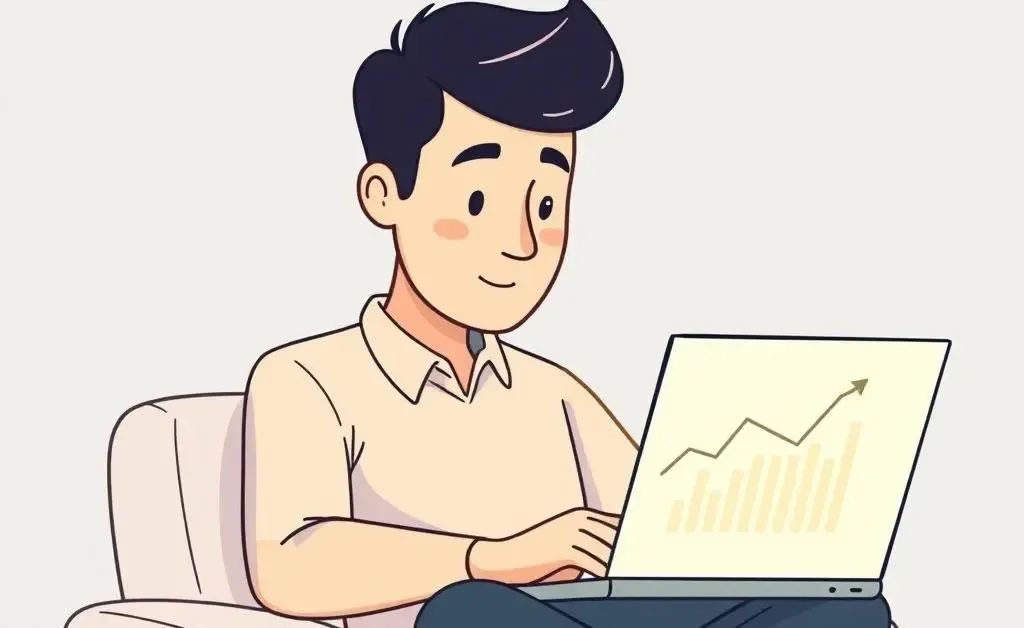 A person checking their investment growth on a laptop