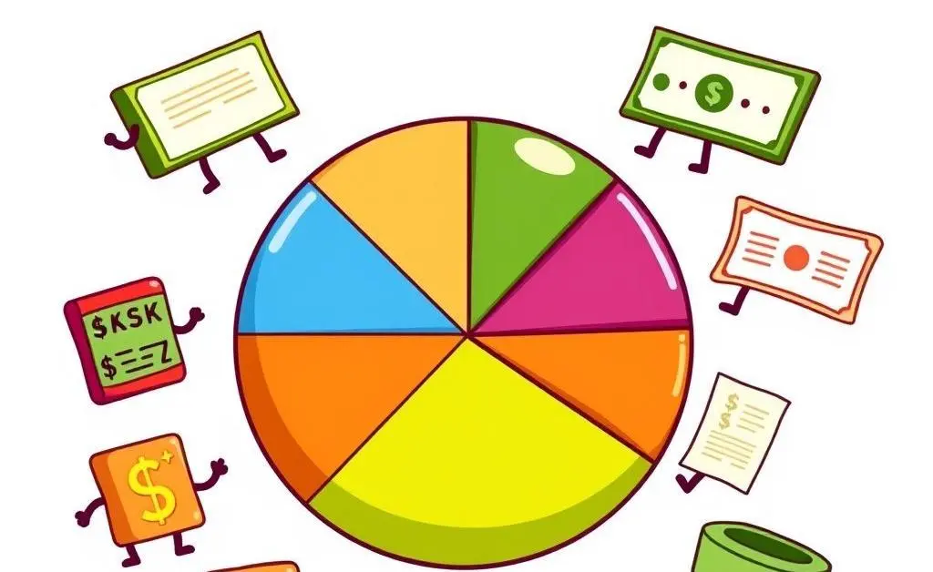 Infographic illustrating diversified investment with a pie chart