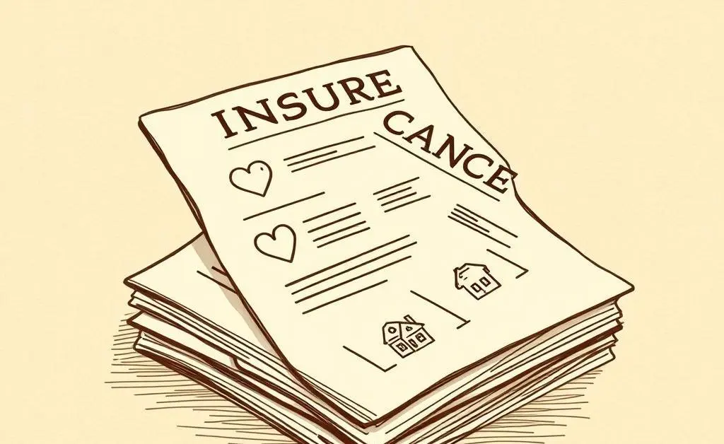 Stack of insurance policy papers with icons
