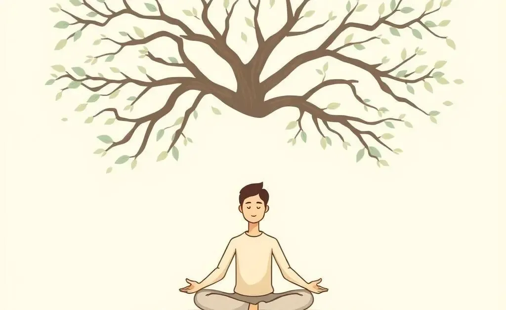 A person meditating under a tree showing peace and mindfulness