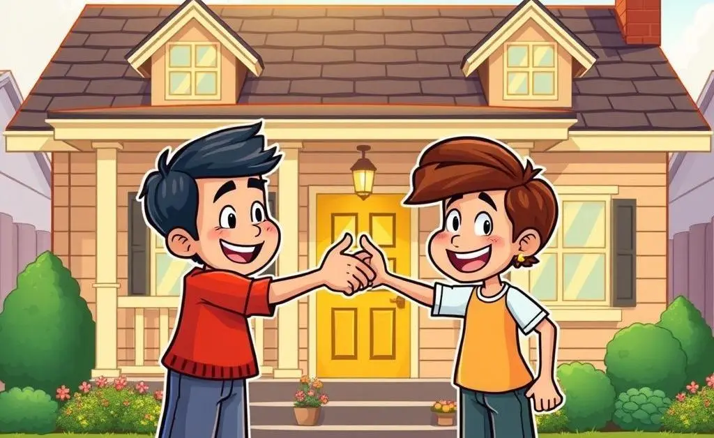 Handshake in front of a house