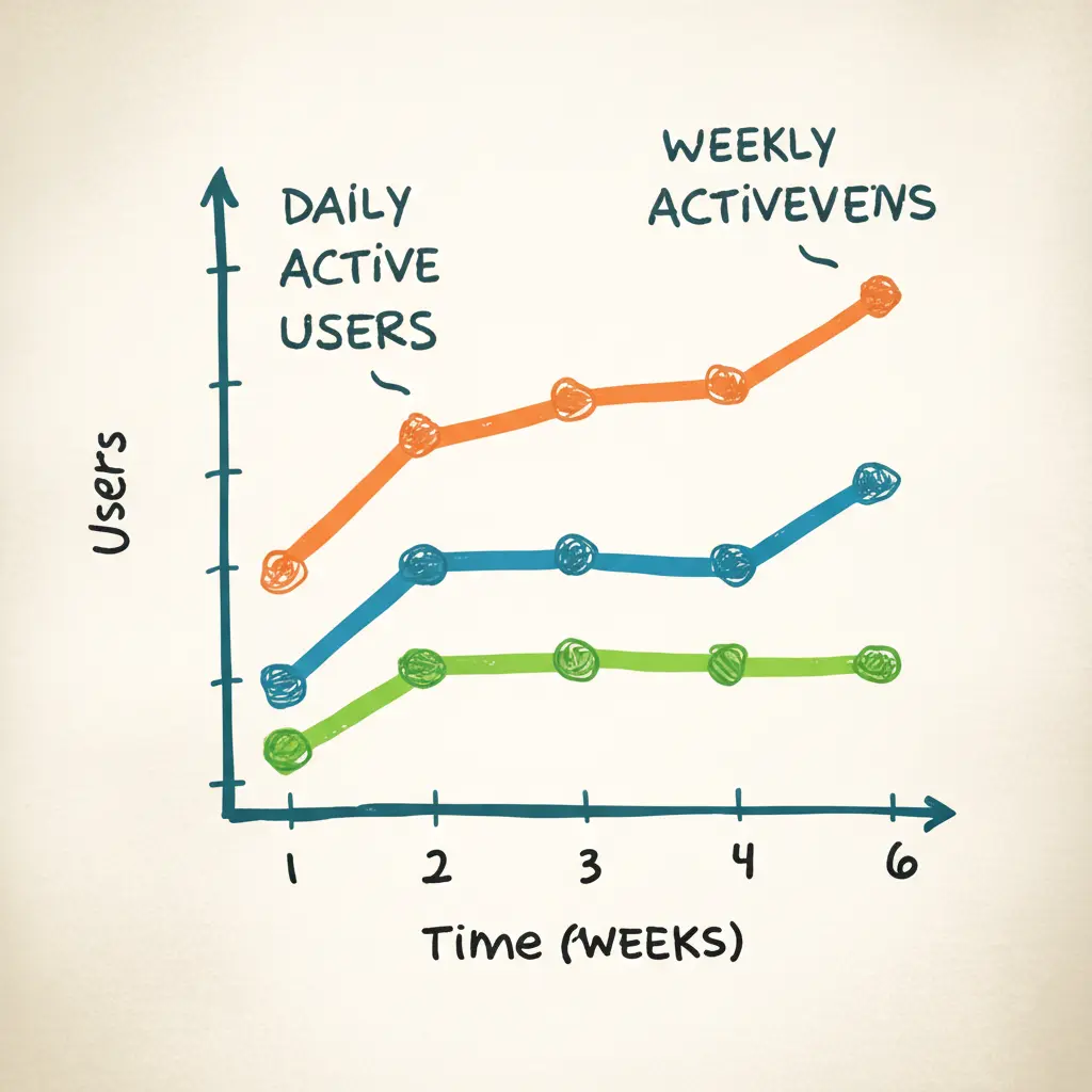 Graph showing user engagement statistics
