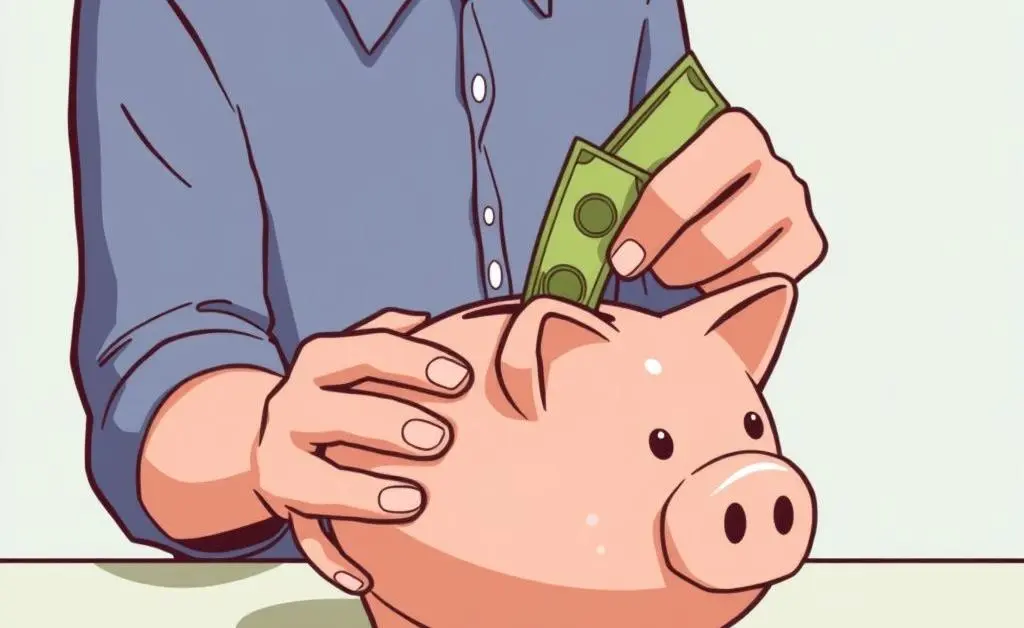 Putting money into a piggy bank