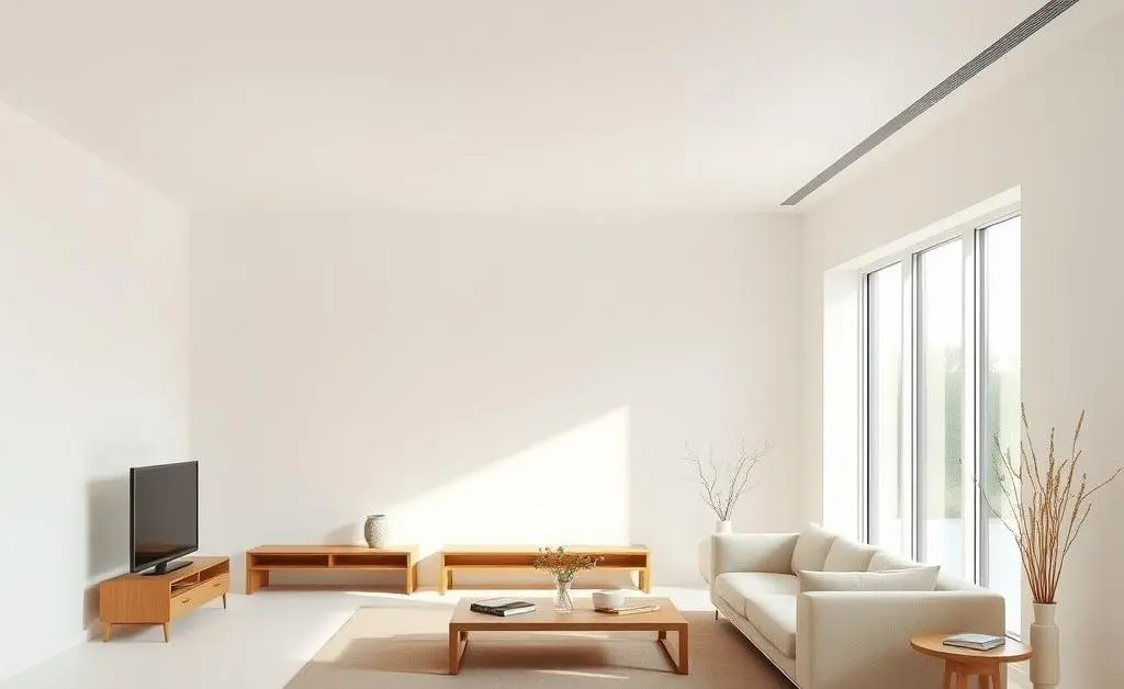 Minimalist room with simple and functional furniture