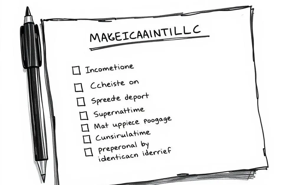 Hand-drawn style image of a checklist for a mortgage application with a pen beside it.