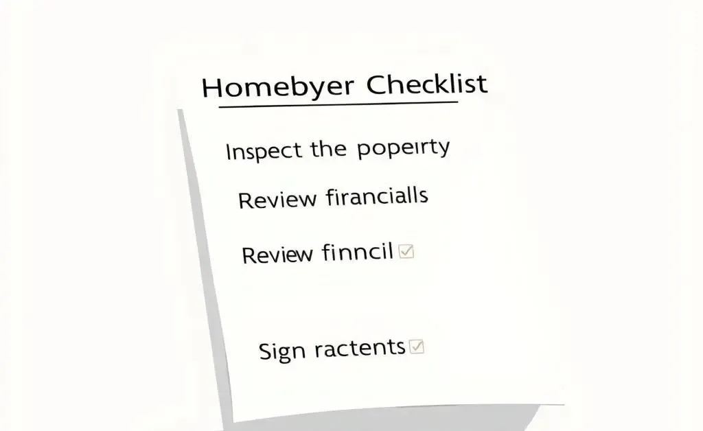 A minimalist illustration of a checklist for homebuyers with items like