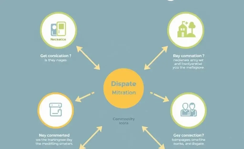 A flowchart illustrating steps to mediate a dispute with a neighbor