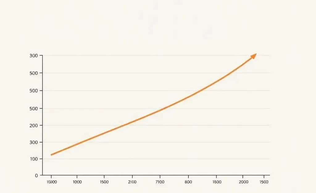 A minimalist graph showing increasing savings over time