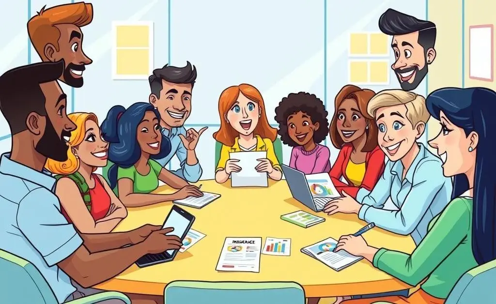 Group discussing insurance options around a table