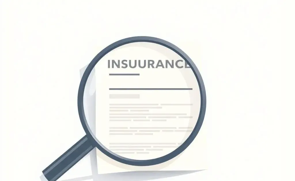 Minimalist image of a magnifying glass over an insurance policy document