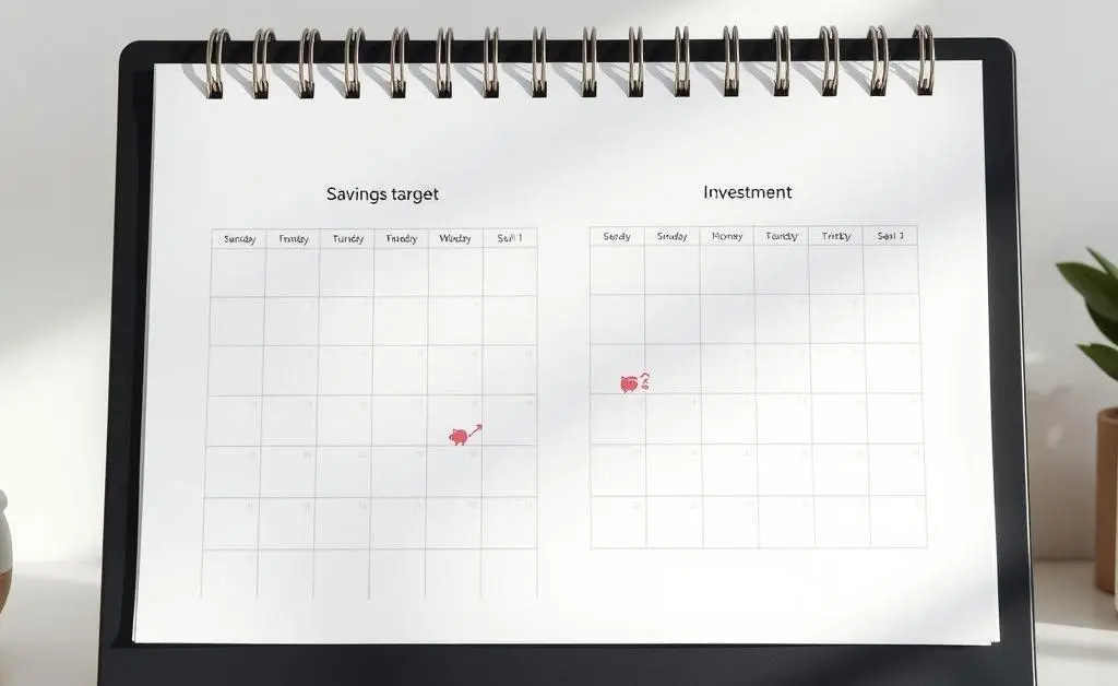 A minimalist calendar with a focus on setting financial goals.