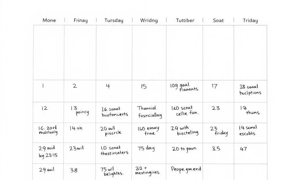 A minimalist calendar page, marked with financial goal milestones and achievements.
