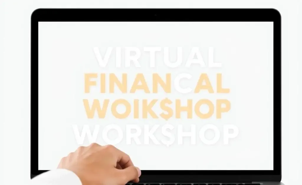 Person using a laptop to attend a virtual financial workshop