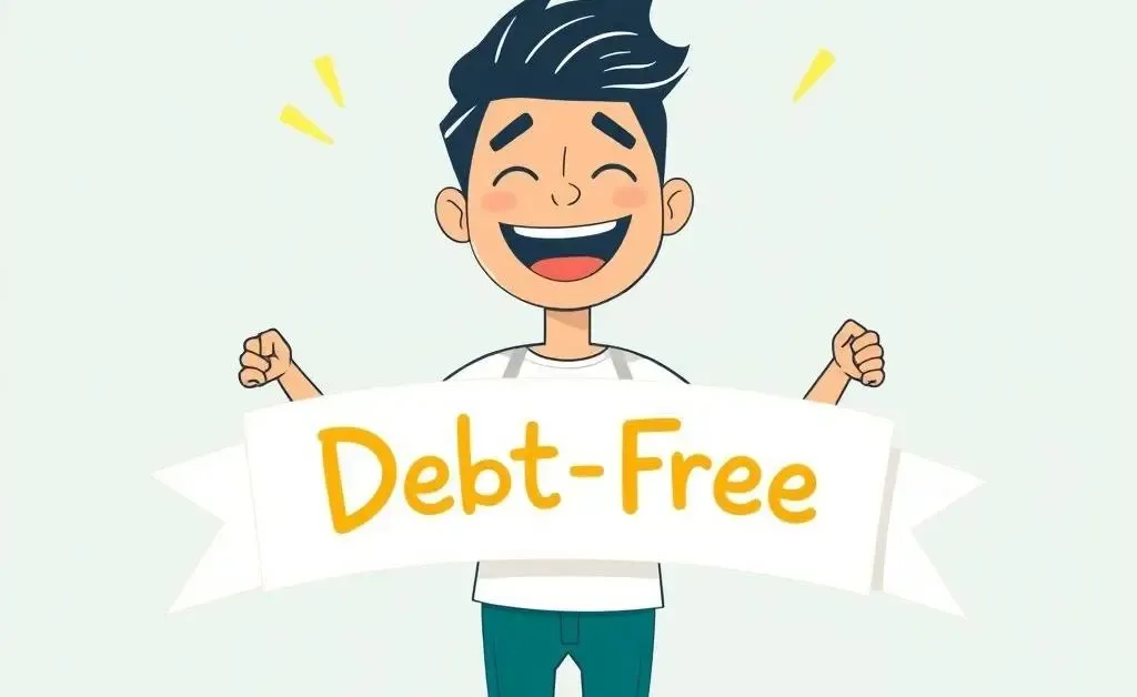 Person holding a 'Debt-Free' sign
