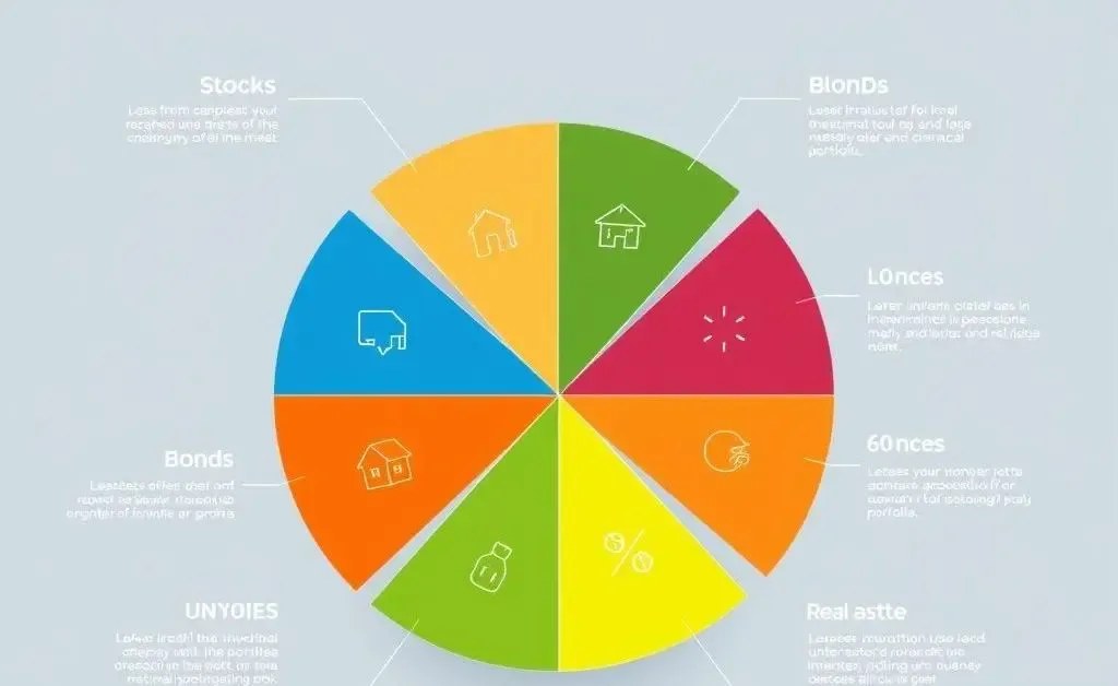 An infographic showing a balanced investment portfolio with different asset classes.