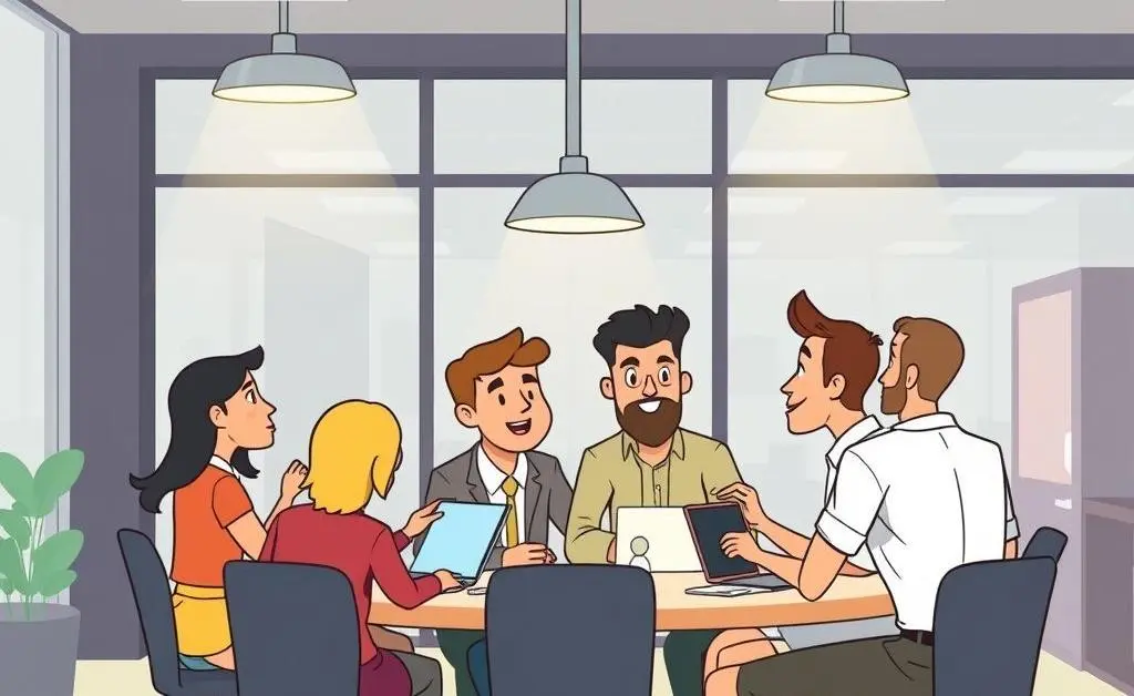 People networking in a modern office space