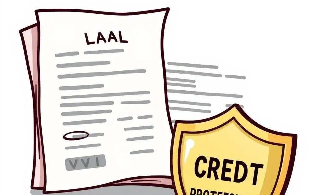 Legal documents with a shield concept, symbolizing credit protection