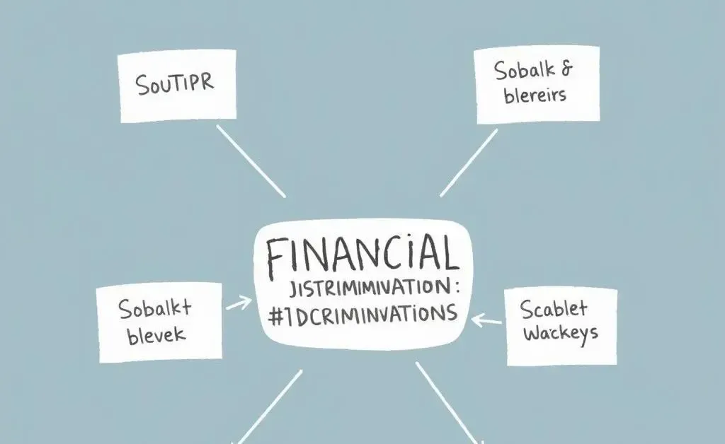 A hand-drawn-style flowchart showing steps to combat financial discrimination