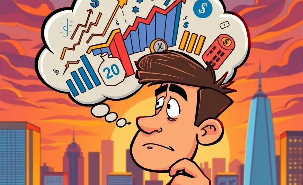 Person pondering stock market choices